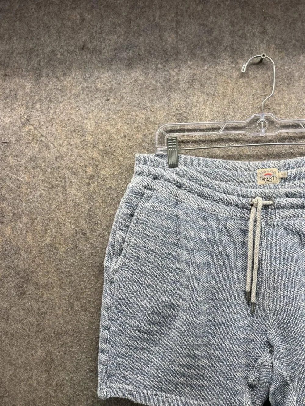 Faherty Shorts Mens Medium Blue Sweat Knit Drawstring Lounge Casual Travel